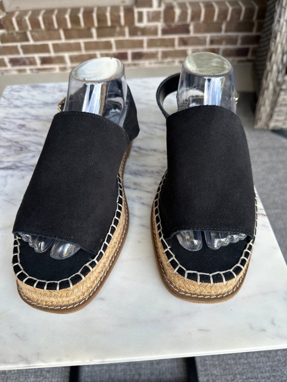 ASOS Hannah Wide Fit Espadrille Platform Sandals Black Ankle Strap Size 7/8 W - Picture 8 of 16